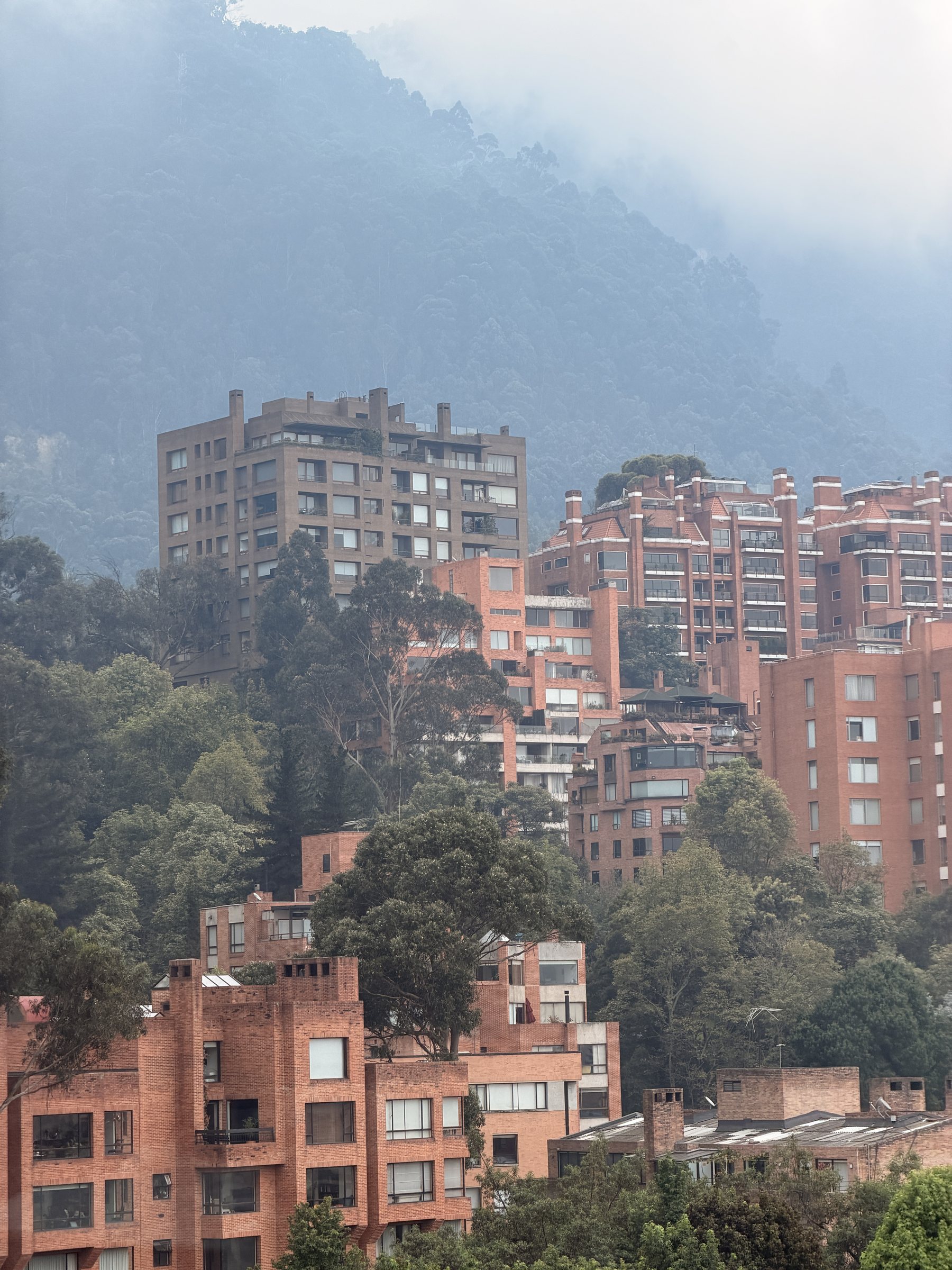 A hillside city under low cloud at first light